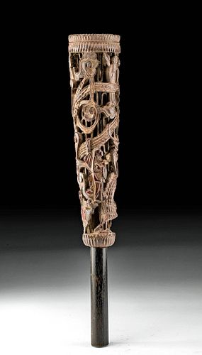 18th C. Chinese Carved Wooden Handle w/ Dragon