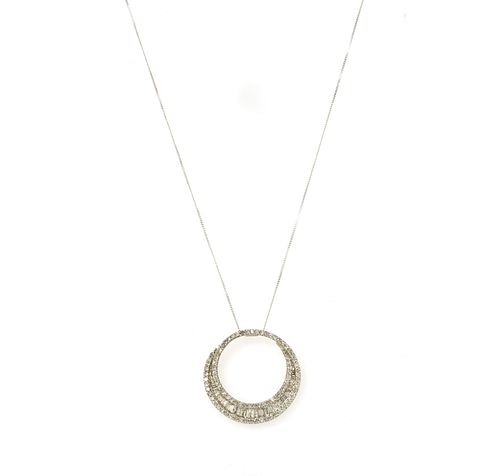 A white gold diamond pendant,