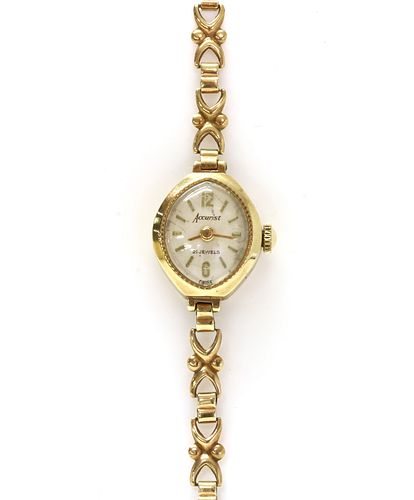 A ladies' 9ct gold Accurist mechanical bracelet watch,