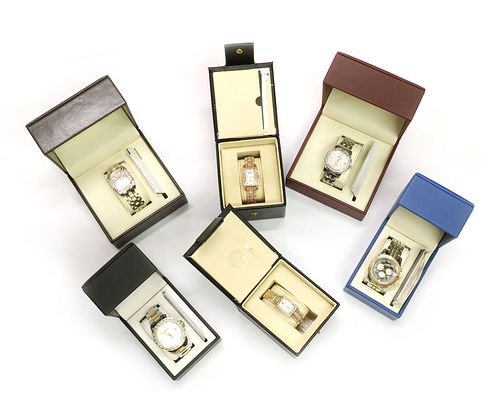 Six Ingersoll gem set quartz watches,