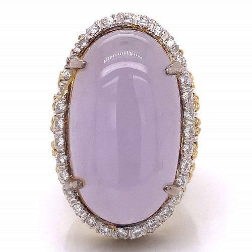 Lavender Jade And Diamond Cocktail Ring