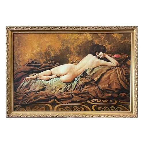 Classical Female Nude Oil Paint Print on Canvas