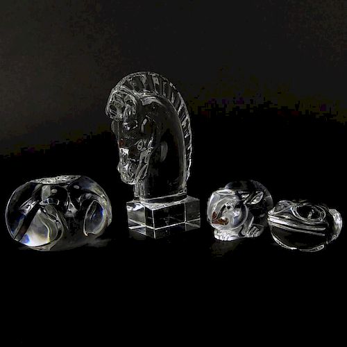 Lot of Four (4) Glass Animal Figurines, Three (3) Steuben