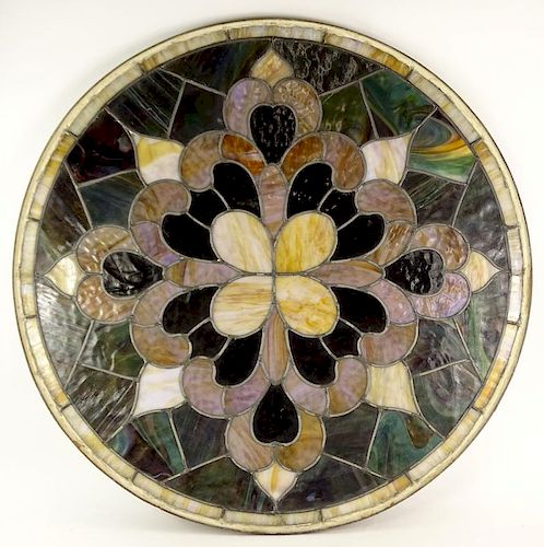 Antique Round Stained Glass Window. Unsigned