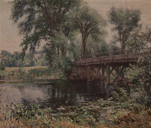 John McLure Hamilton (American, 1853-1936), View of the North Bridge, Signed faintly "...Hamilton" along bottom edge l.r., Condition: S