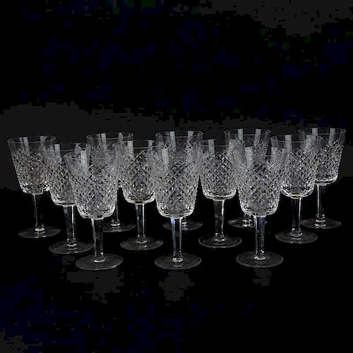 Set of Twelve (12) Waterford Crystal "Alana" Water Goblets