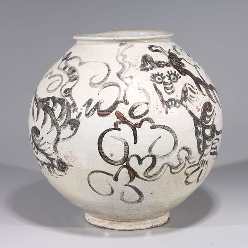Korean Glazed Ceramic Tiger Jar