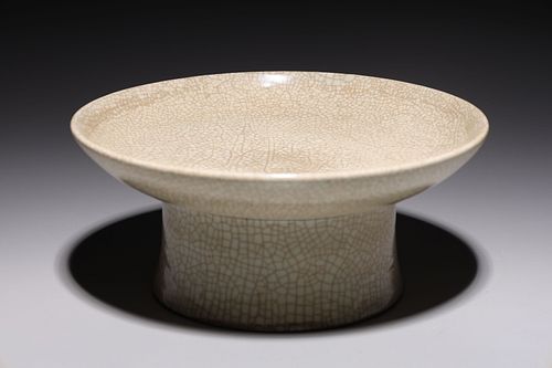 Large Korean Crackle Glazed Ceramic Offering Vessel