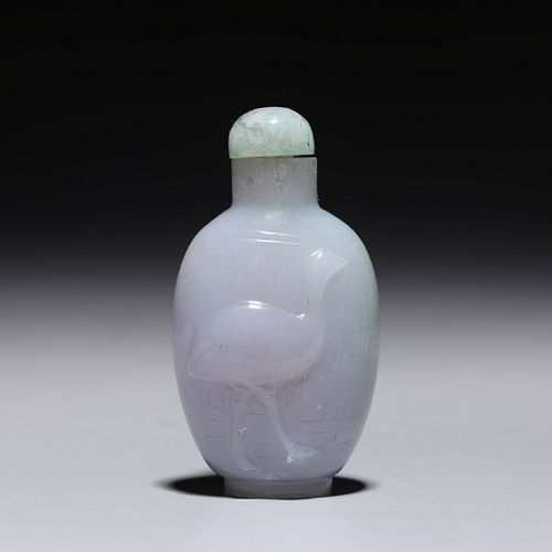 Chinese Carved Lavender Jadeite Snuff Bottle