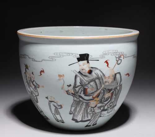 Antique Chinese Enameled Porcelain Brush Pot