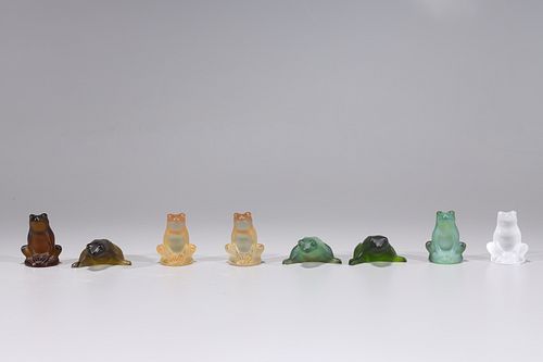 Group of Lalique Glass Frogs