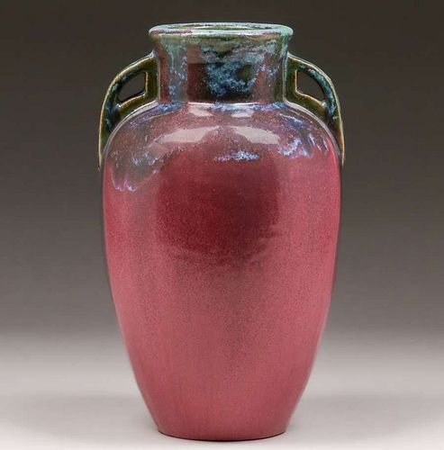 Fulper Pottery Cutout Two-Handle Vase c1910s