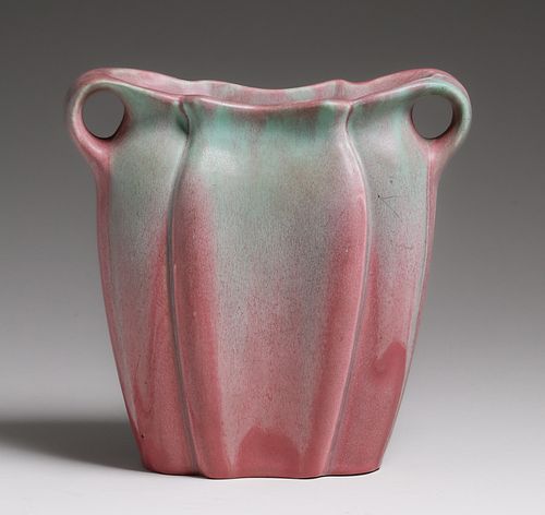 Early Muncie Pottery Two-Handled Pink Pillow Vase c1920s