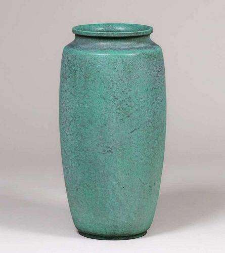 Teco Pottery Matte Green 27â€³h Garden Vase c1910