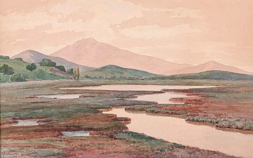 John Gamble Watercolor Mt Tamalpais Marin County 1900
