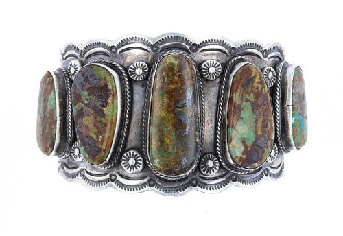 Navajo Jeffery Nelson Silver Turquoise Bracelet