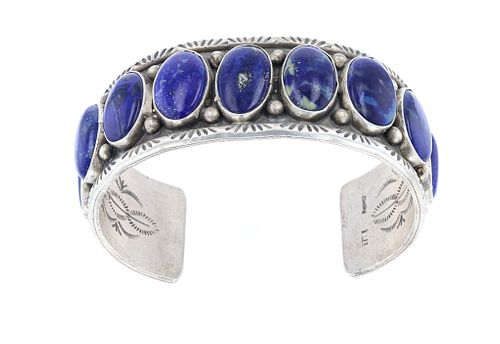 Navajo Betta Lee Silver Lapis Lazuli Bracelet