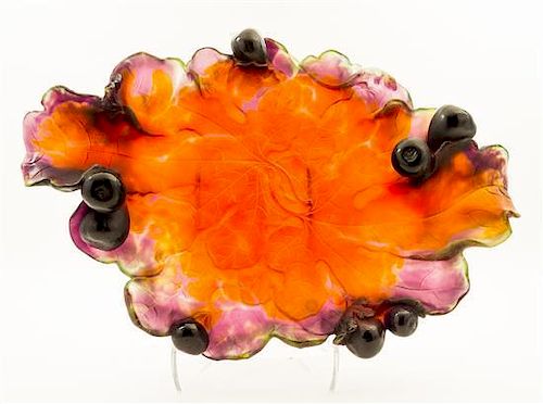 A Daum Molded Glass Serving Dish Width 17 1/4 inches.