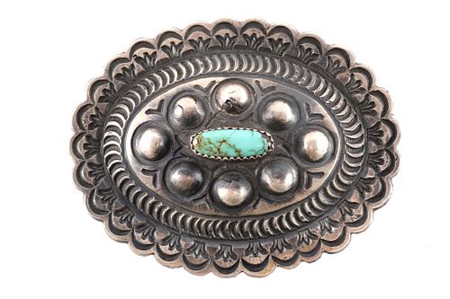 Navajo Lee Begay Sterling Silver Turquoise Pin