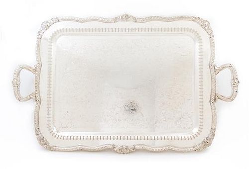 A Group of Silver-plate Trays, Various Makers, three of shaped rectangular form, one with a pierced gallery.