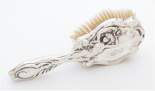 * An American Art Nouveau Silver Brush Length 8 1/2 inches.