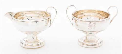 * An American Silver Creamer and Silver Set Height of taller 3 1/2 inches.