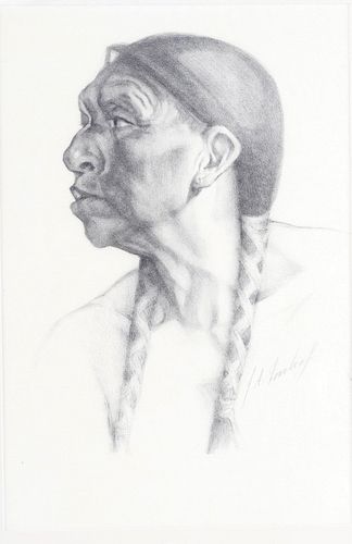 Joseph Imhof (1871-1955) Graphite Portrait Profile