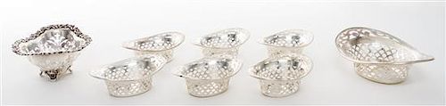 * A Collection of American Silver Reticulated Nut Dishes Width of widest 5 inches.