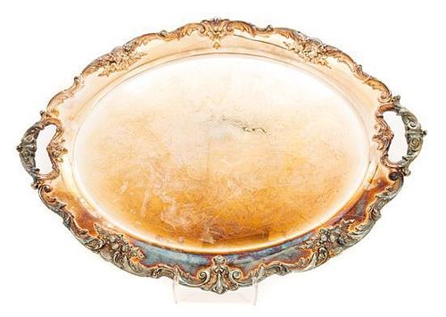 * Two Silver Plate Serving Trays Width of widest 31 1/4 inches.