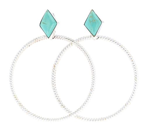 Navajo Verley Betone Silver & Turquoise Earrings