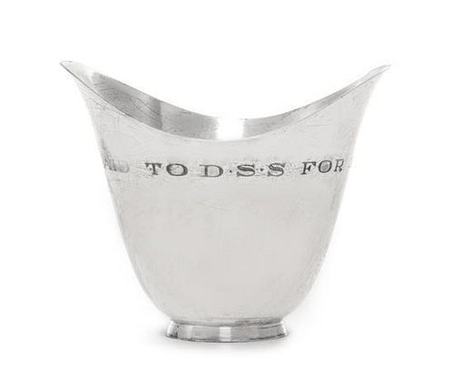 An American Silver Cup, Tiffany & Co., New York, NY, of modernist, footed form, engraved with a dedication.