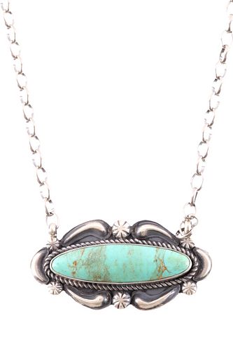 Navajo Jeff James Silver & Turquoise Necklace