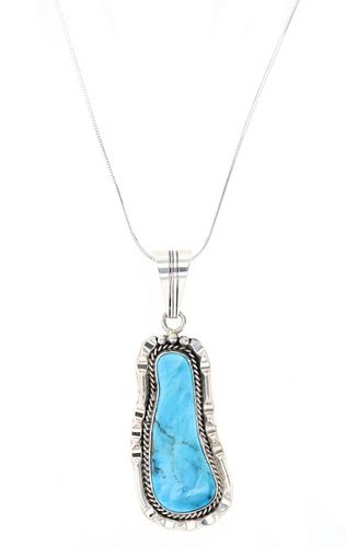 Navajo Sam Yellowhair Silver Turquoise Necklace