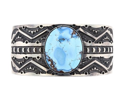 LARGE Navajo Golden Hills Turquoise Sterling Cuff
