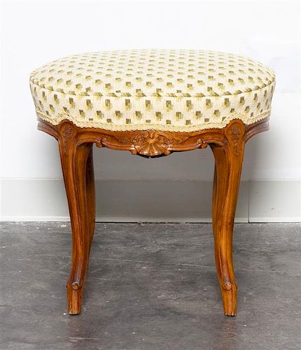 * A Louis XV Style Walnut Tabouret Width 19 inches.