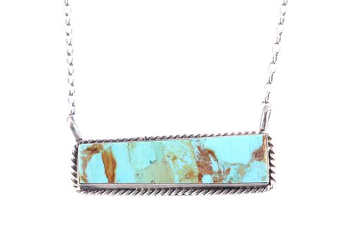 Navajo Augustine Largo Silver & Turquoise Necklace