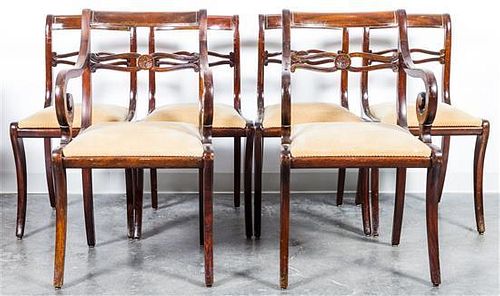 A Set of Six Dining Chairs Height of armchairs 34 1/2 inches.