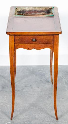 * A French Provincial Fruitwood Jardiniere Table Height 26 x width 23 x depth 14 1/4 inches.