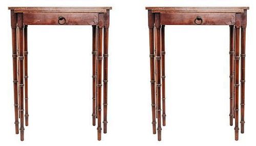 * A Set of Four Regency Style Mahogany Nesting Tables Height of tallest 24 inches.