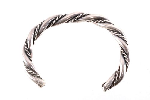 Heavy Navajo Sterling Silver Twisted Rope Bracelet