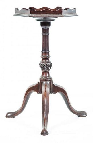 * A George III Style Mahogany Pedestal Table Height 22 x width 12 1/2 x depth 11 1/4 inches.