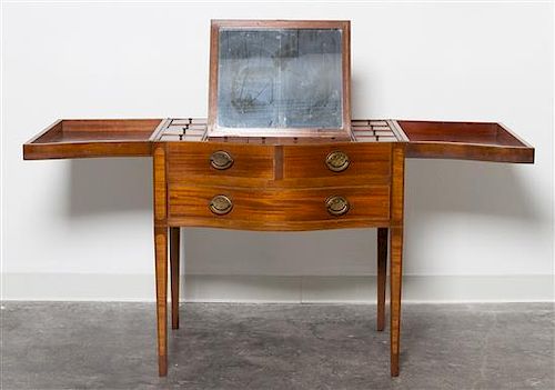 * A George III Style Mahogany Dressing Table Height 29 x width 28 x depth 20 5/8 inches.
