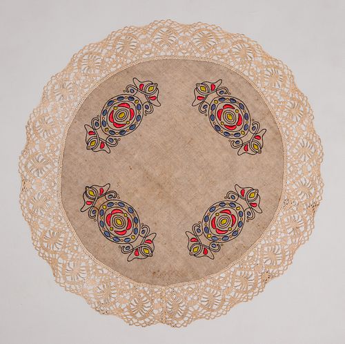Arts & Crafts Hand Embroidered Circular Line c1910s