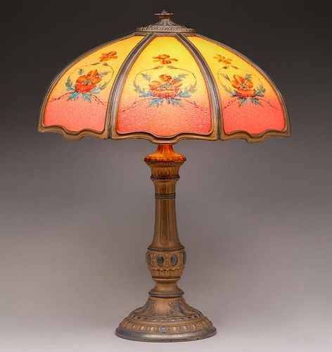 Bradley & Hubbard Curved Glass Lamp c1920s