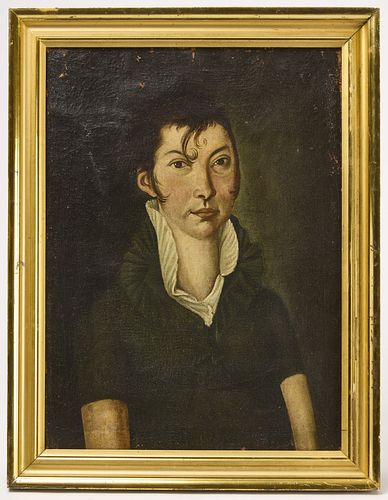 Early Folk Art Portrait of a Young Lady