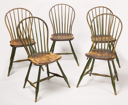 Set of 5 Painted Hoop Back Windsor Side Chairs