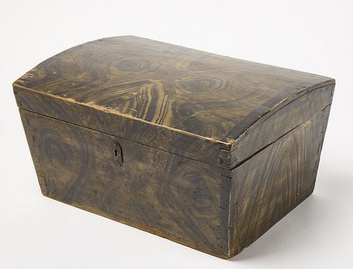 Unusual Canted Paint-Decorated Box