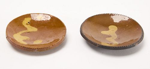 Two Slip Decorated Tart Plates - Pennsylvania