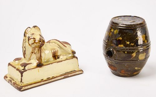 English Redware Lion and New York Rumlet