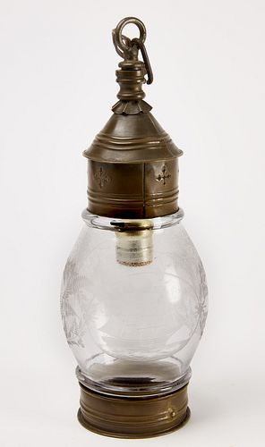 Etched Oil Lamp with Ship